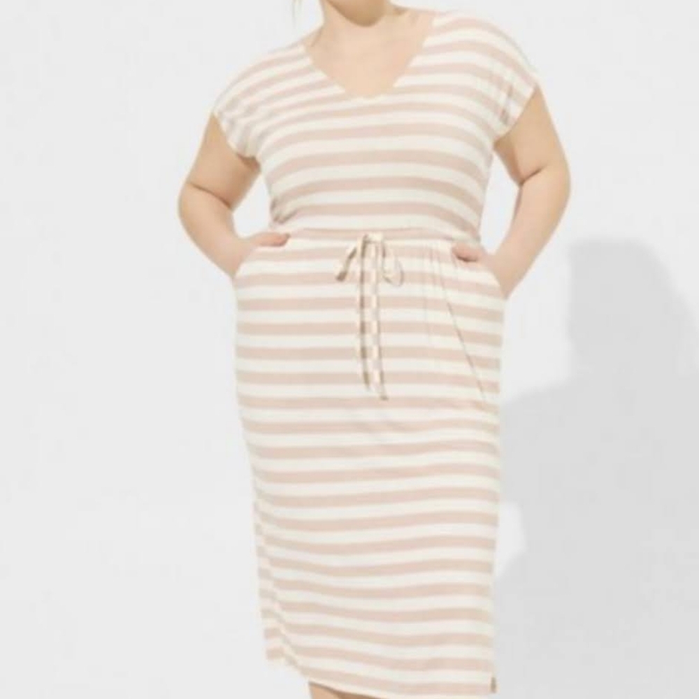 Torrid Beige and White Striped Knit Top